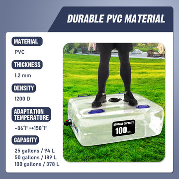 LATHEVEE foldable water bag saves space in garage or RV