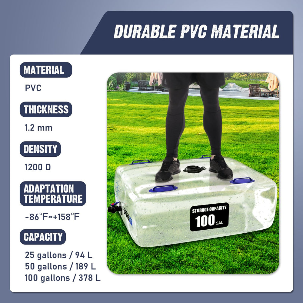 LATHEVEE foldable water bag saves space in garage or RV