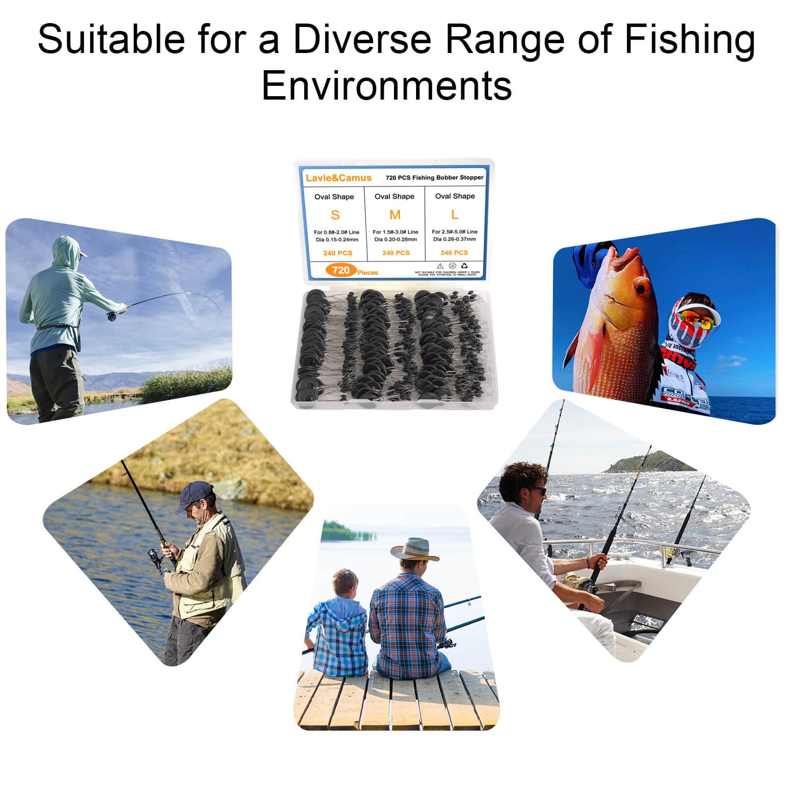 Plastic storage box for bobber stopper set