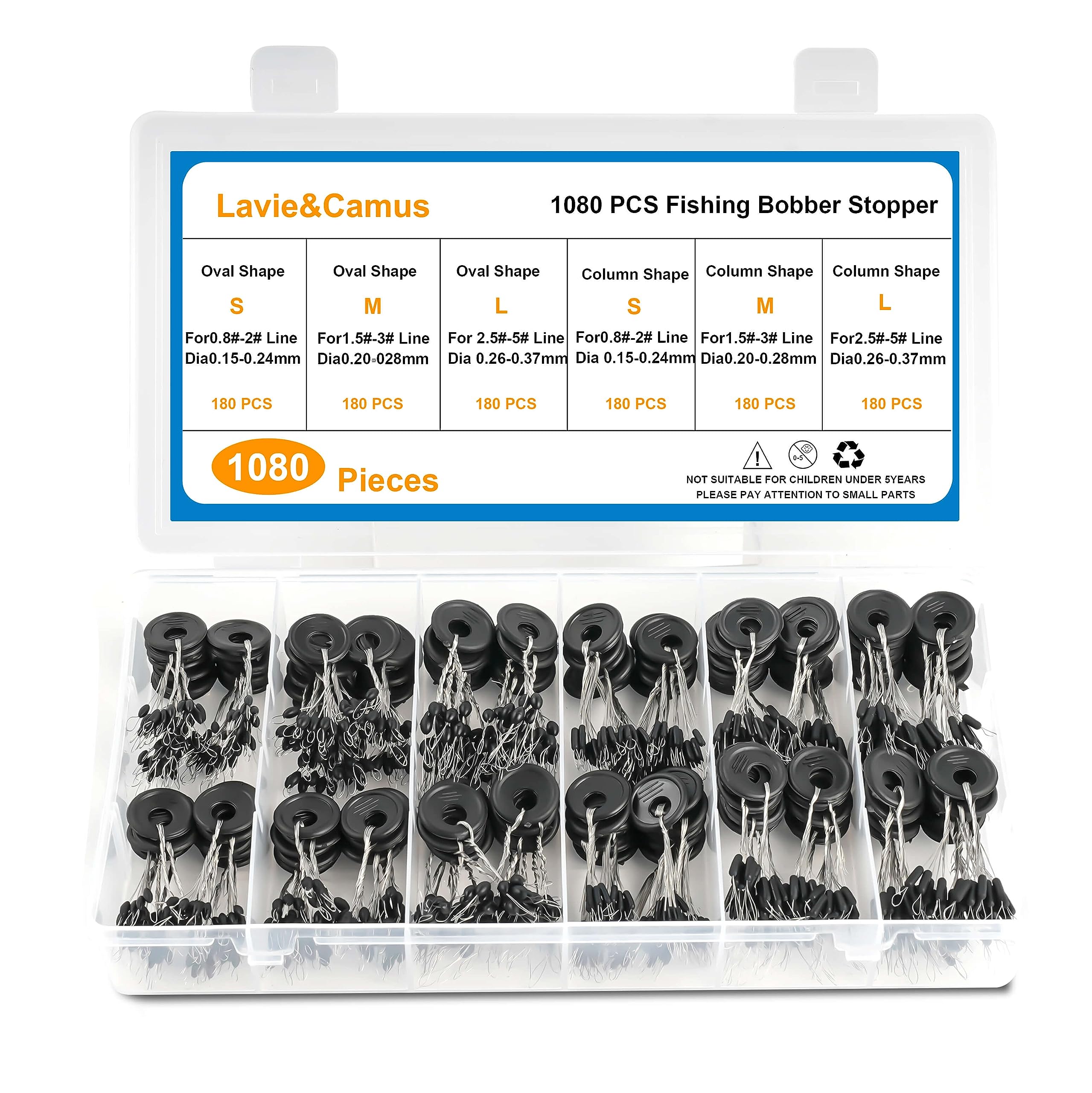 Lavie&Camus 1080pcs bobber stoppers kit packaging