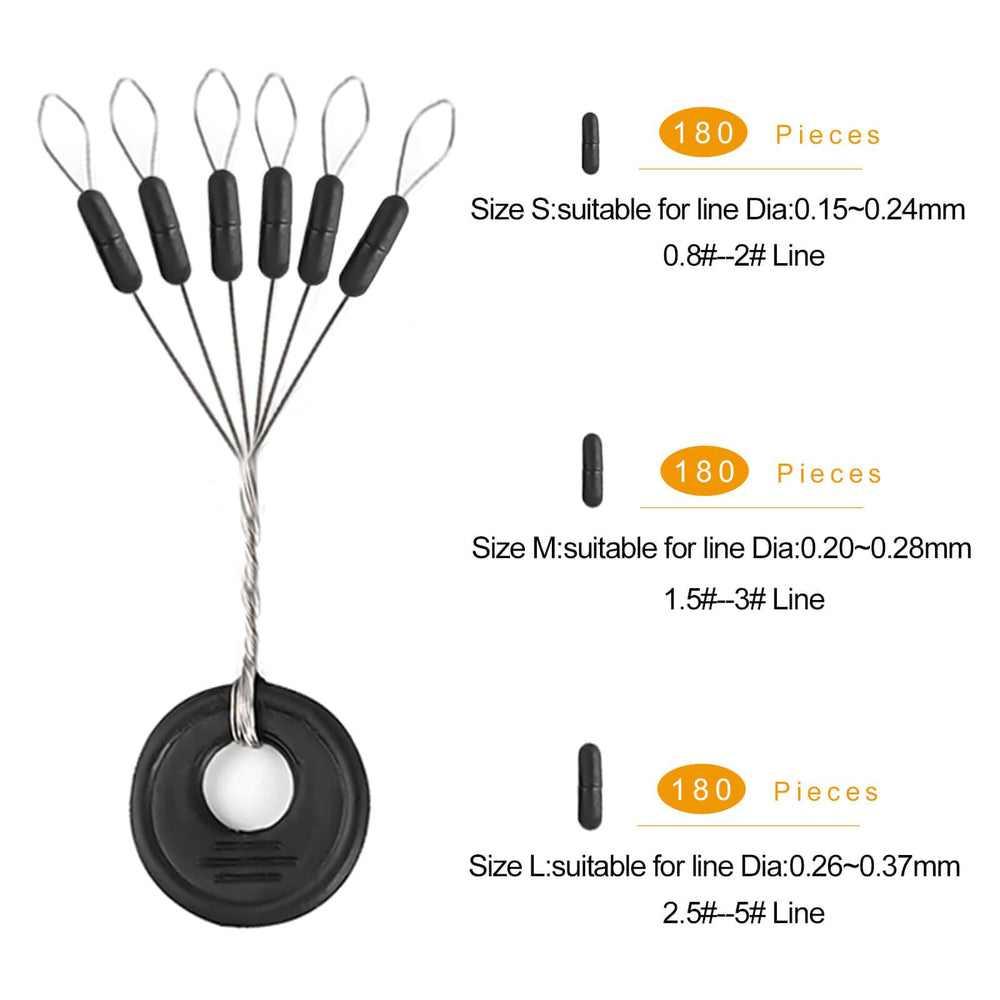Column-shaped bobber stops for fishing line