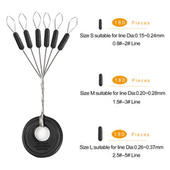 Column-shaped bobber stops for fishing line