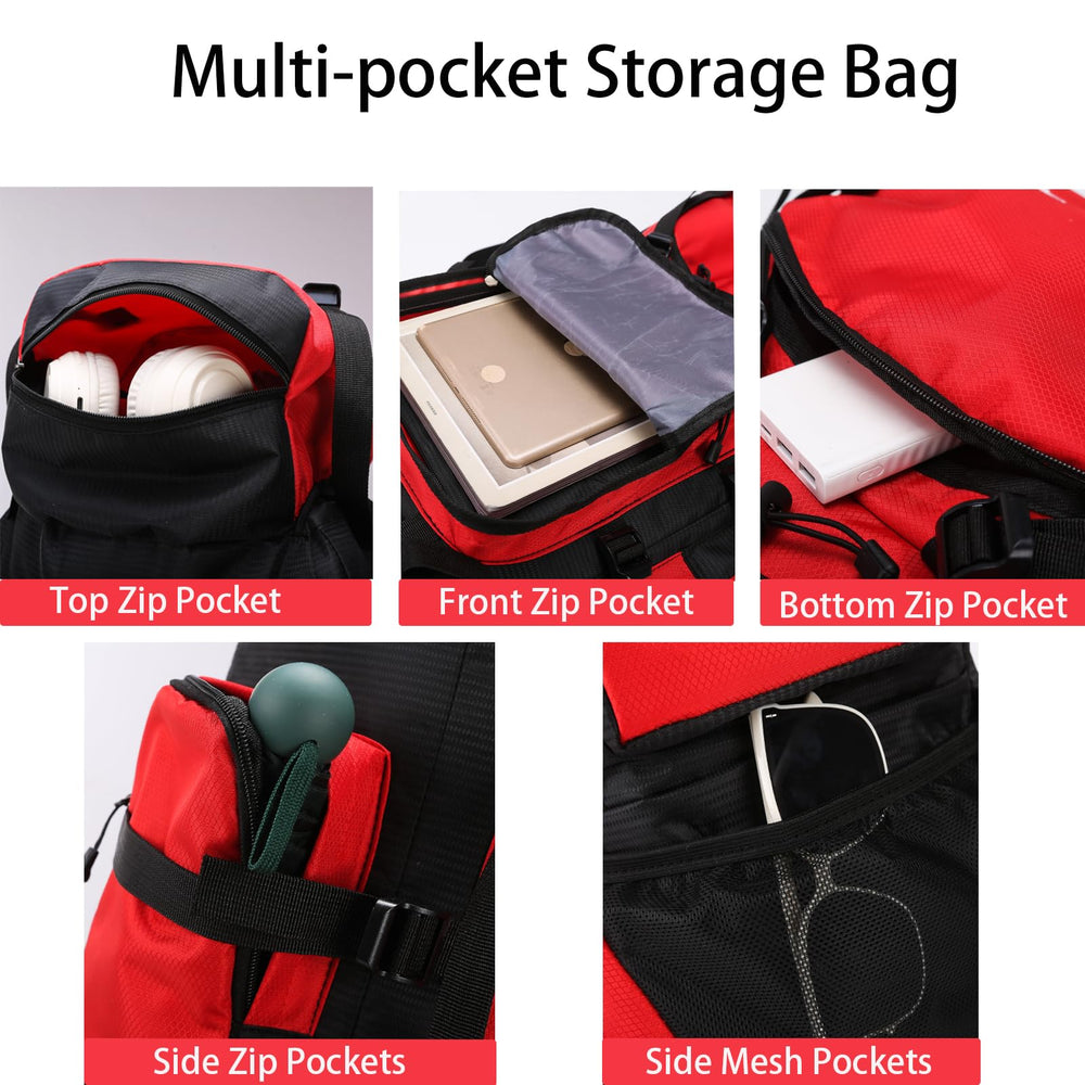 Lawaia 90L hiking backpack drawstring main compartment secure gear storage