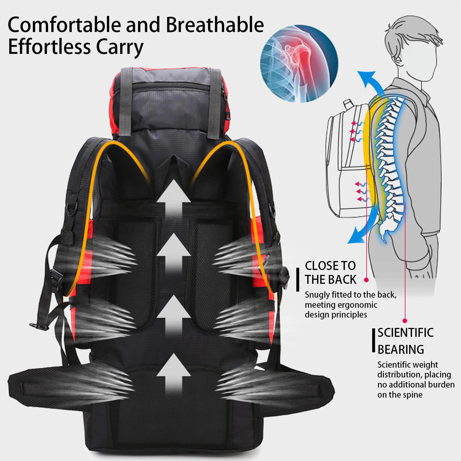 Lawaia 90L hiking backpack ergonomic strap system reduces fatigue on long treks.
