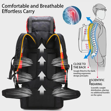 Lawaia 90L hiking backpack ergonomic strap system reduces fatigue on long treks.