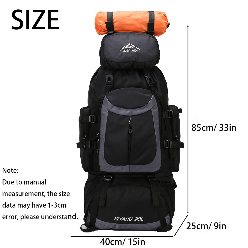 Lawaia 90L hiking backpack top view showing large mouth opening for quick access.