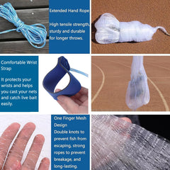 Lawaia cast net bottom pocket detail reinforces bait containment during retrieves.