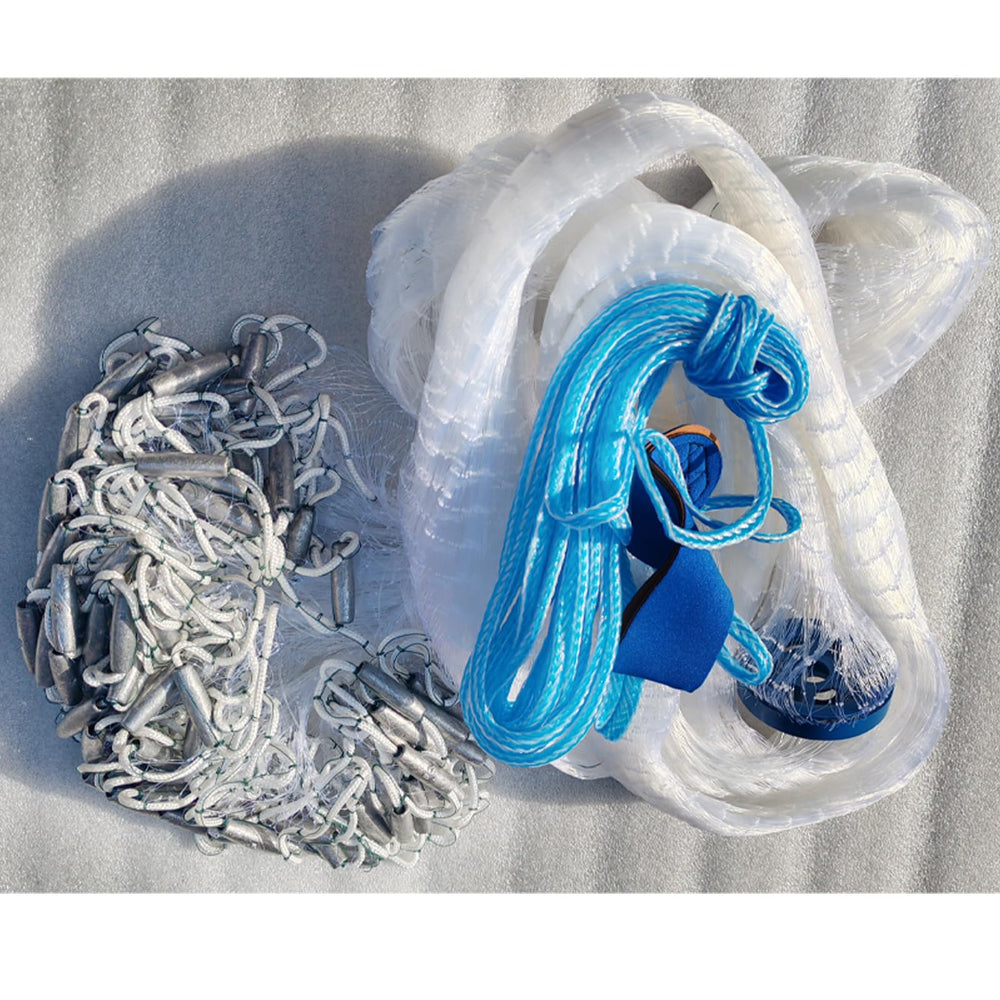 Lawaia cast net reinforced bottom seal to prevent bait escape