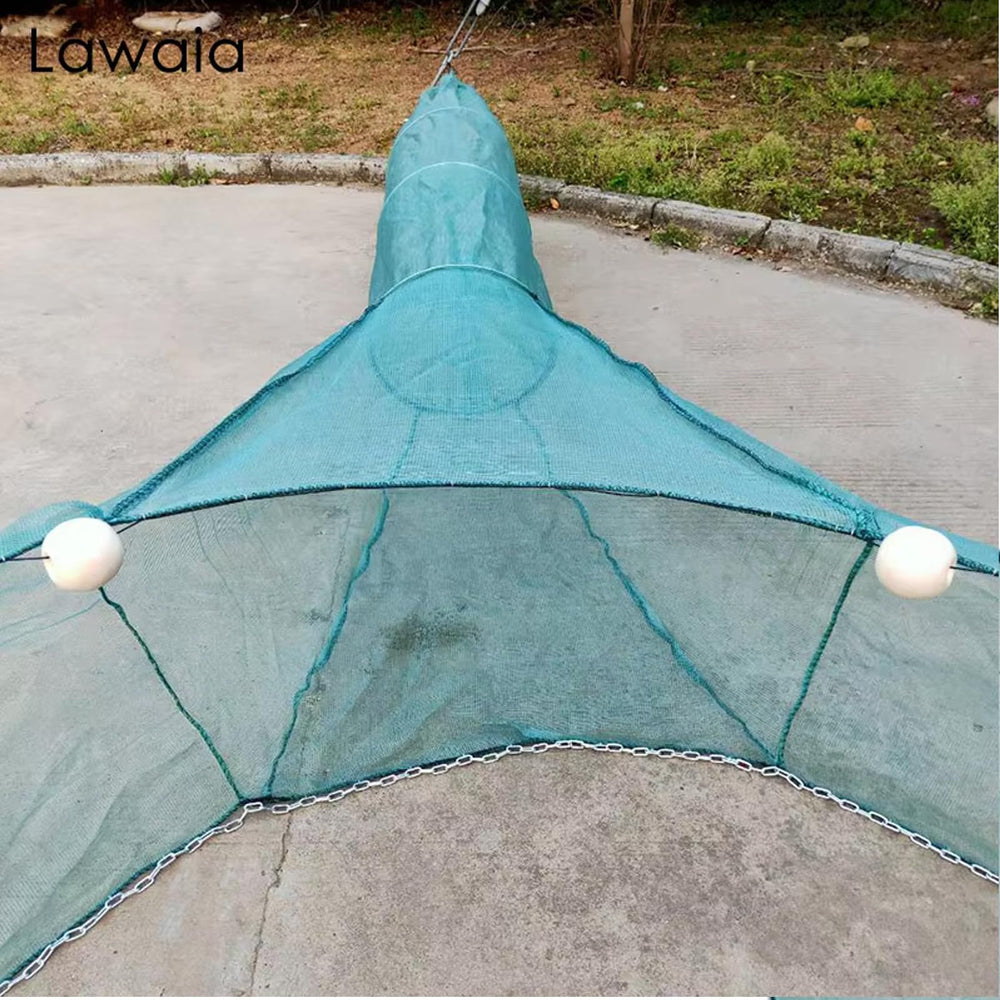 Lawaia foldable shrimp net shown in compact collapsed form for storage