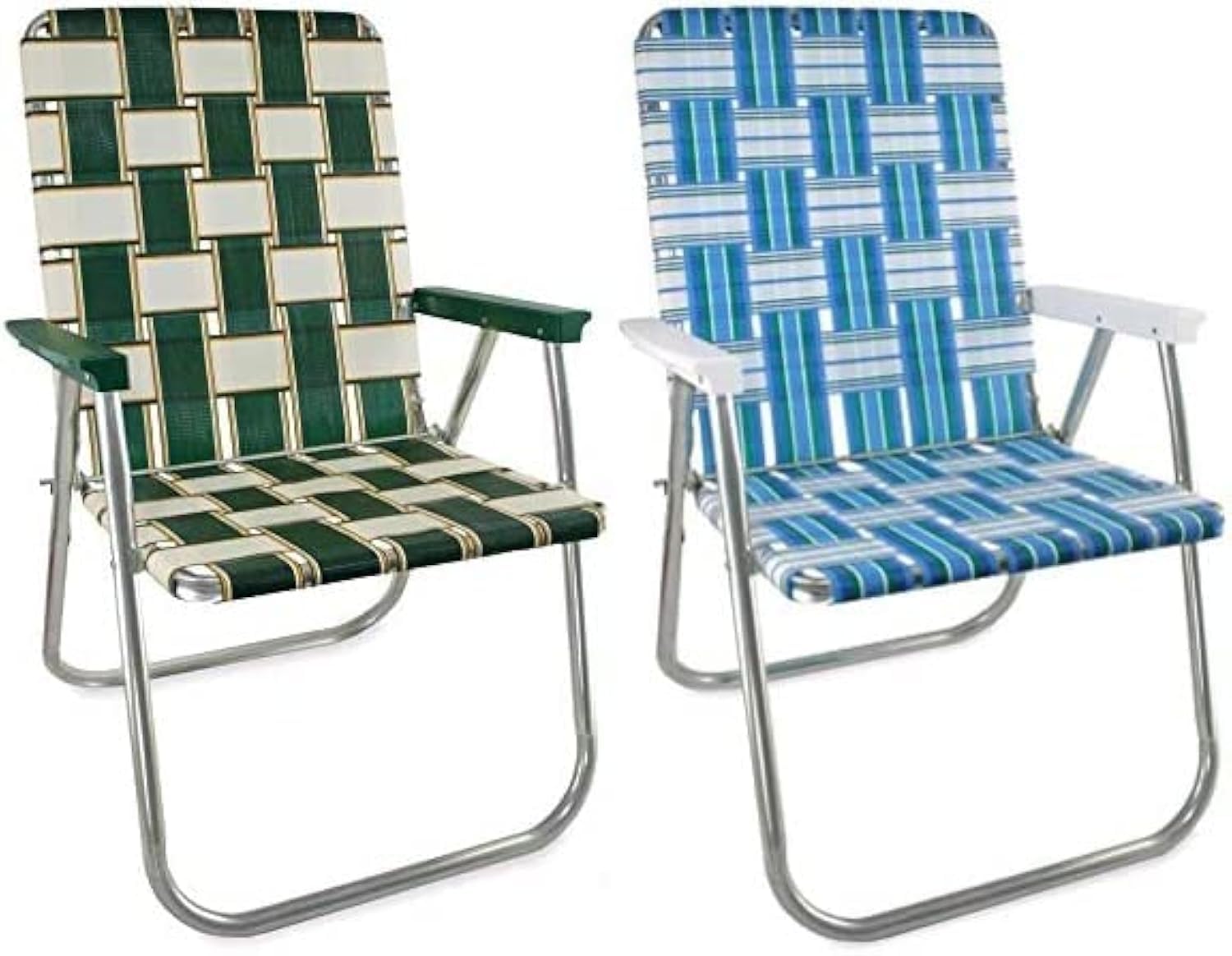 Lawn Chair USA Sea Island with White Arms ready for beach relaxation and easy setup.