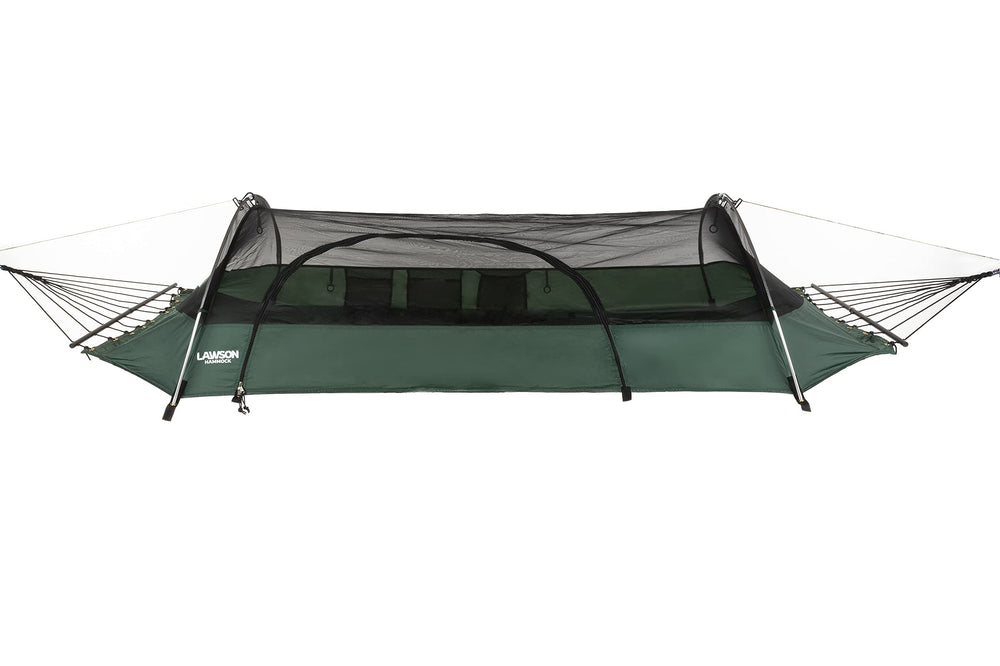 Lawson Blue Ridge setup between trees for flexible camping.
