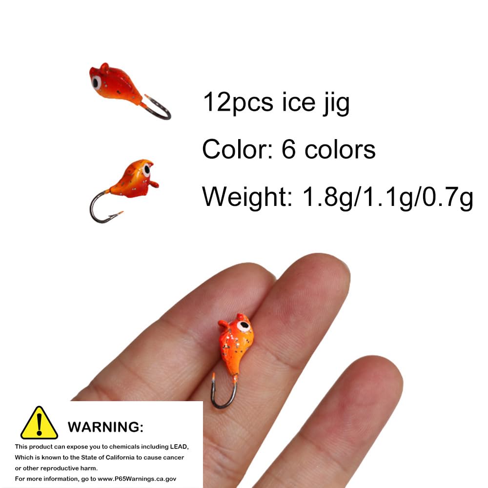 Close-up of Type A, B, and C jigs showing weights and colors