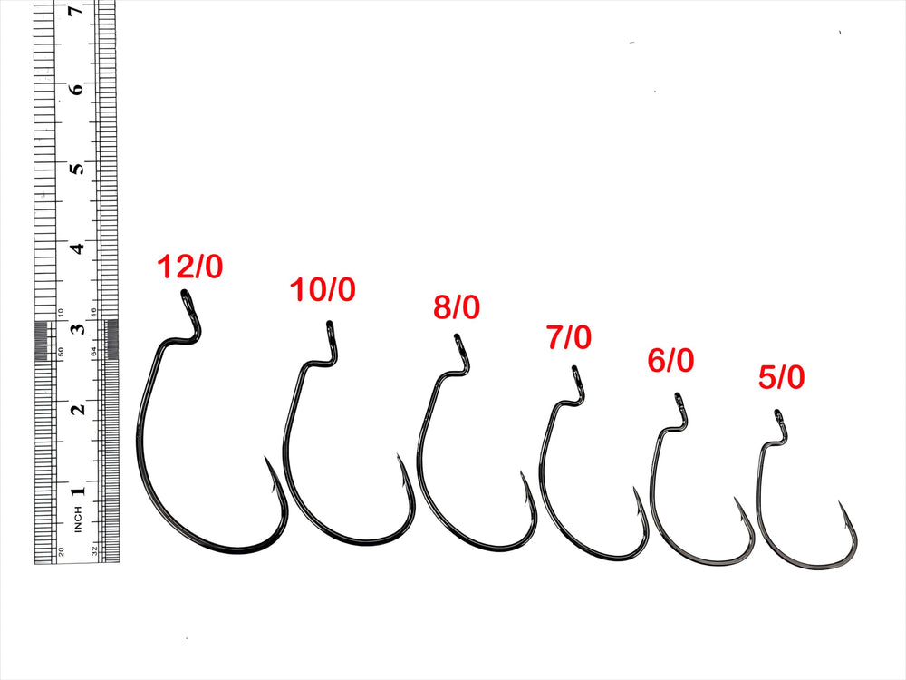 Black high carbon steel offset worm hook size 10/0