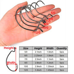 Black high carbon steel offset worm hook size 7/0