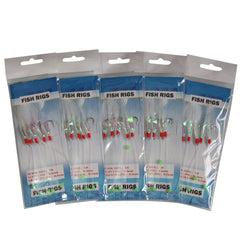 Laxygo Sabiki rigs with flasher lures for versatile freshwater and saltwater setups.