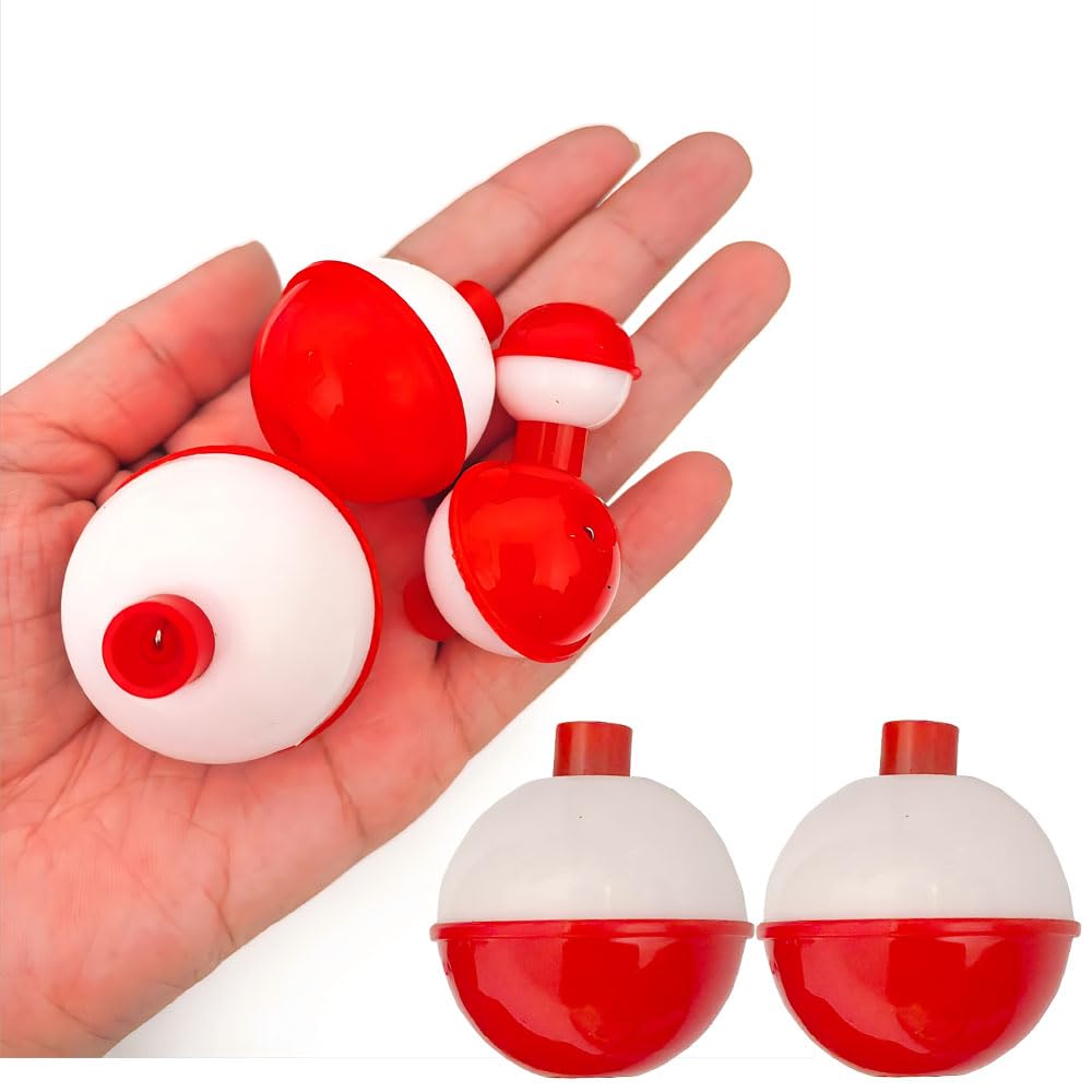 Laxygo red and white snap-on fishing floats front view