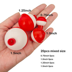 Laxygo red/white ABS bobbers with push-release button