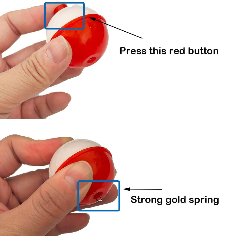 Close-up of release button and springs on Laxygo floats