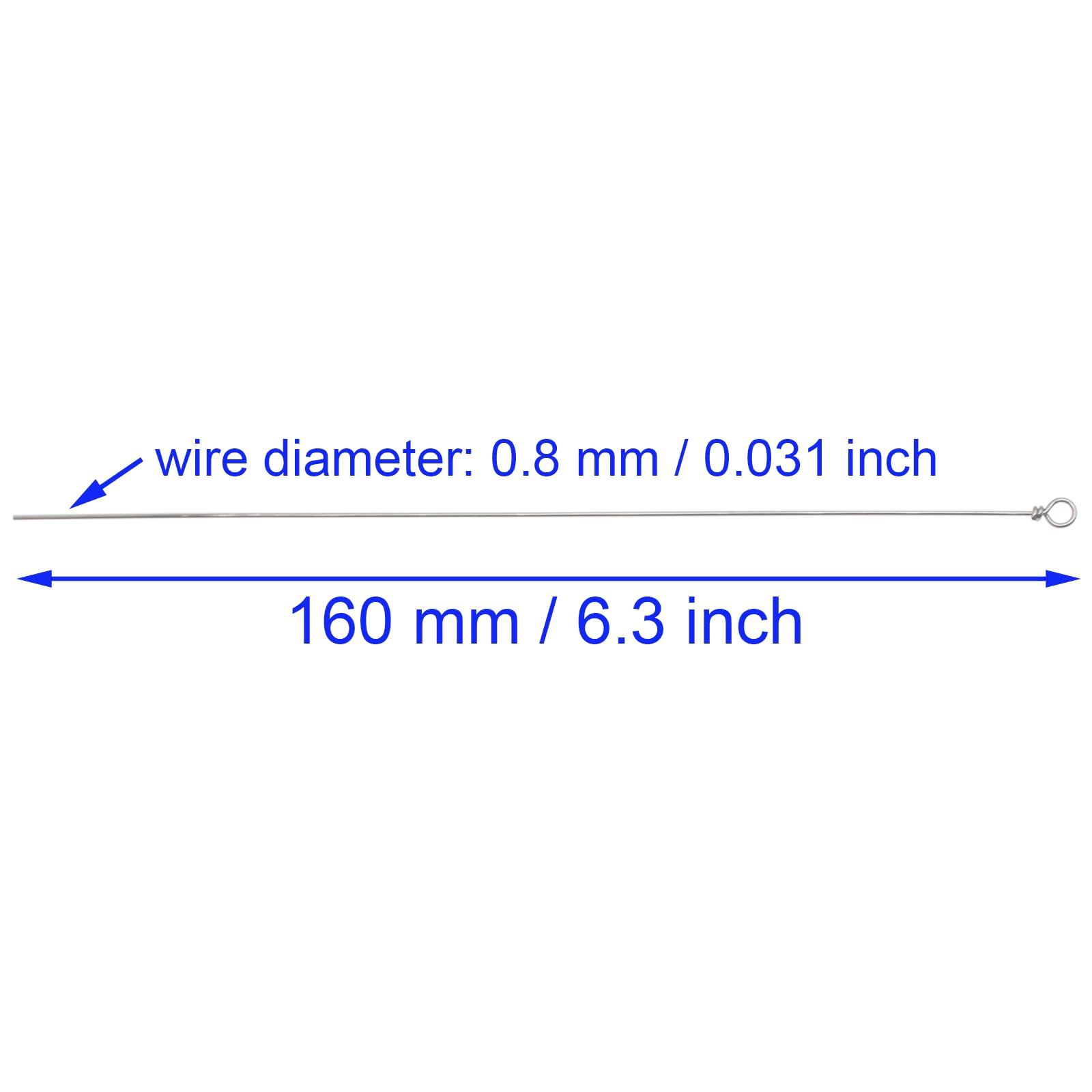Close-up of 0.8mm diameter stainless steel spinner wire
