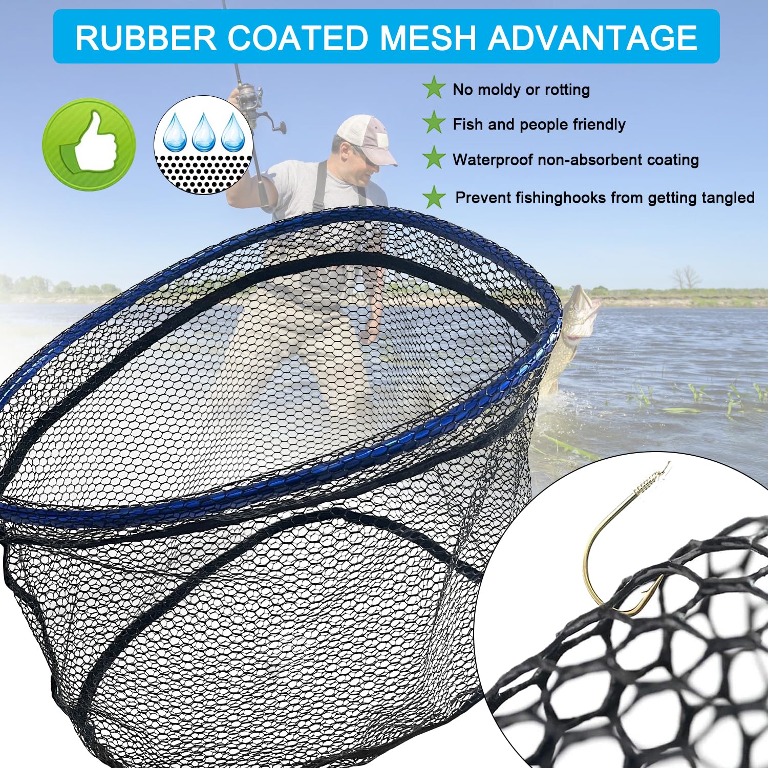 Kayak fishing net suitable for freshwater and saltwater use