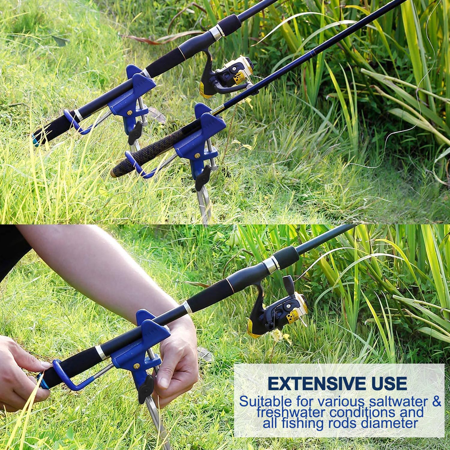 Two-pack LBW rod holders for bank fishing on shore or beach