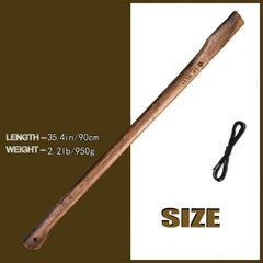 LD HuYY axe handle 35.4 inch side grain detail shows handcrafted uniqueness.
