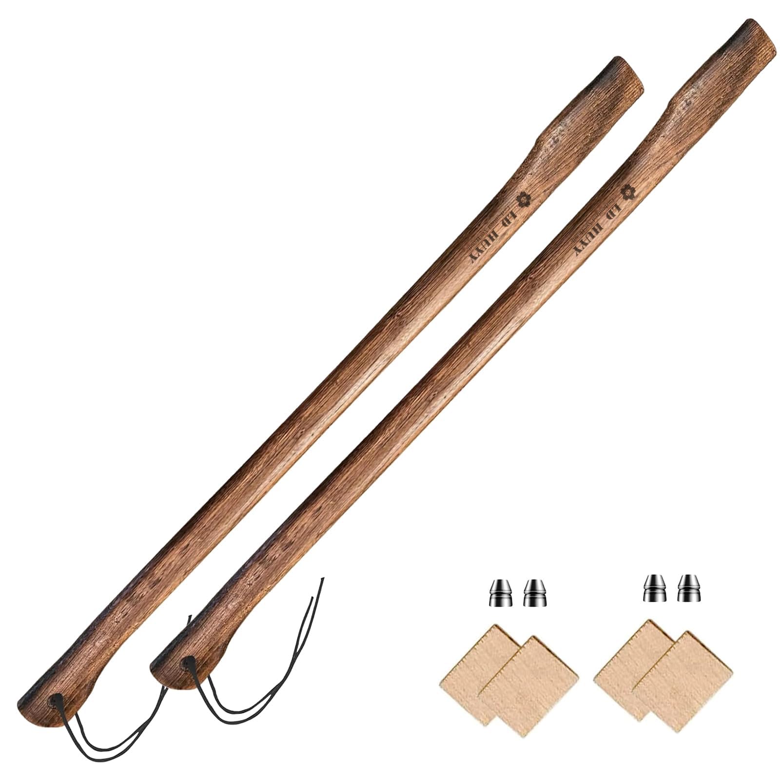 LD HuYY axe handle 35.4 inch top view highlights durable carbonized wood for longevity.