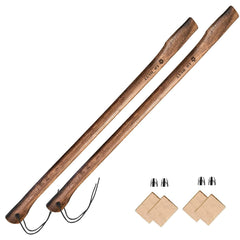 LD HuYY axe handle 35.4 inch top view highlights durable carbonized wood for longevity.