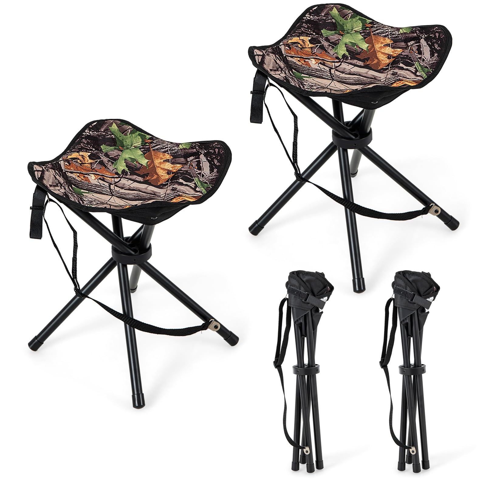 LDAILY camouflage hunting stool folded compact for easy transport on outdoor trips.