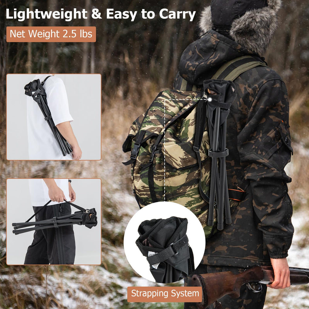 LDAILY lightweight stool with shoulder strap for easy backpack carry.