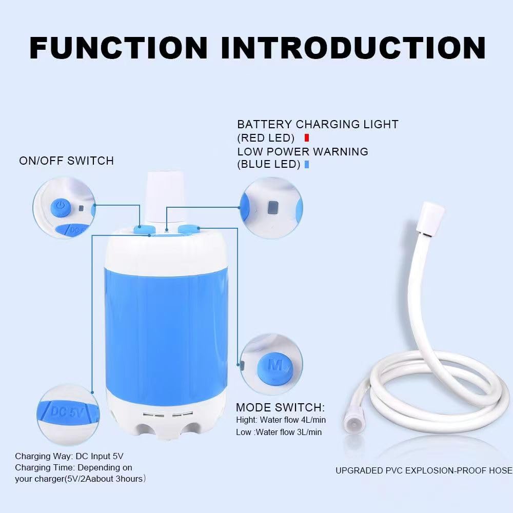 Le Bomlu compact design camping shower pump with mesh bag for easy packing