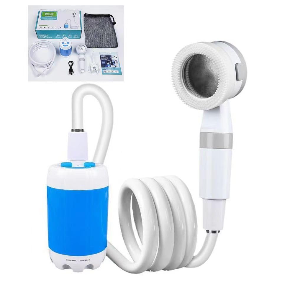 Le Bomlu portable camping shower pump with extended hose for indoor and outdoor showers