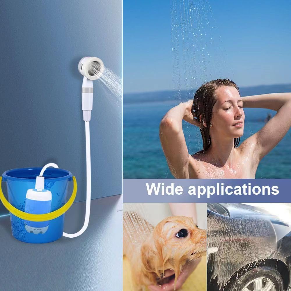 Le Bomlu camping shower pump with 4000mAh battery for long use