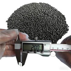 Close-up of uniform spherical lead shot balls (2.0mm)