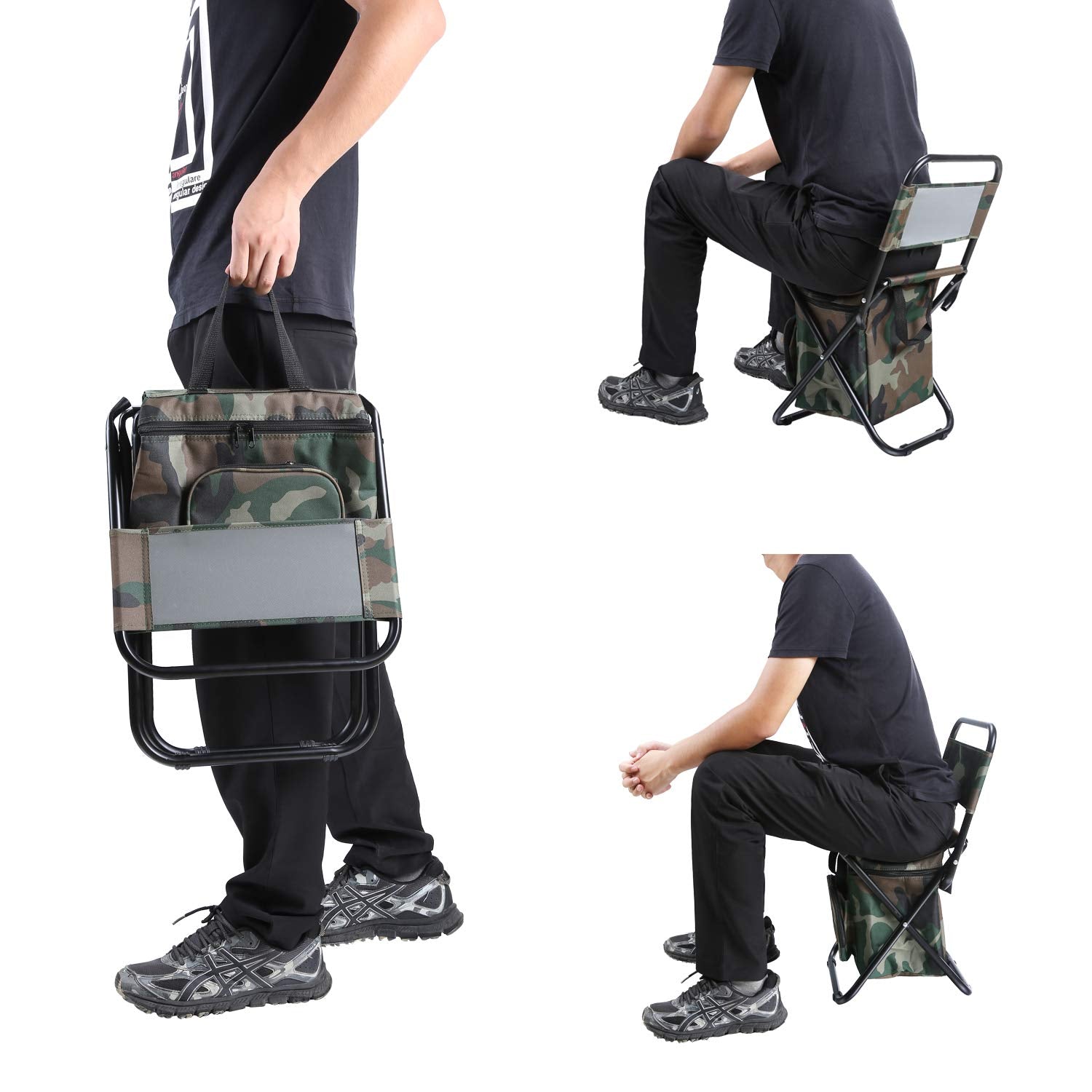 LEADALLWAY fishing chair camouflage compact size fits crowded spots.