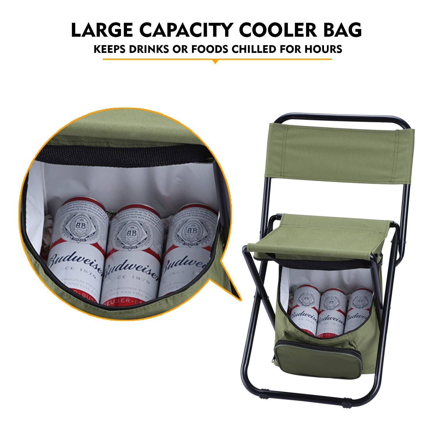 LEADALLWAY fishing chair green anti-slip feet stabilize on uneven ground