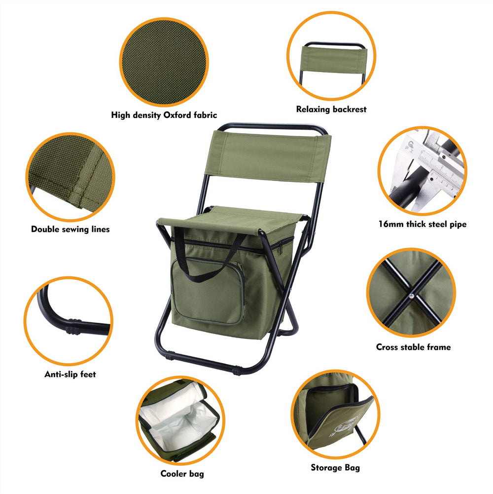 LEADALLWAY fishing chair green backrest closeup emphasizes support