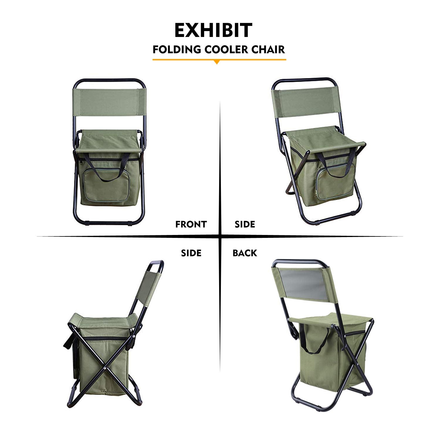 LEADALLWAY fishing chair green dimensions illustrate portable size
