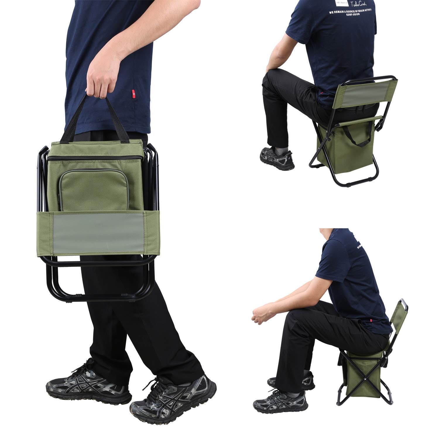 LEADALLWAY fishing chair green portable use for picnics and camping