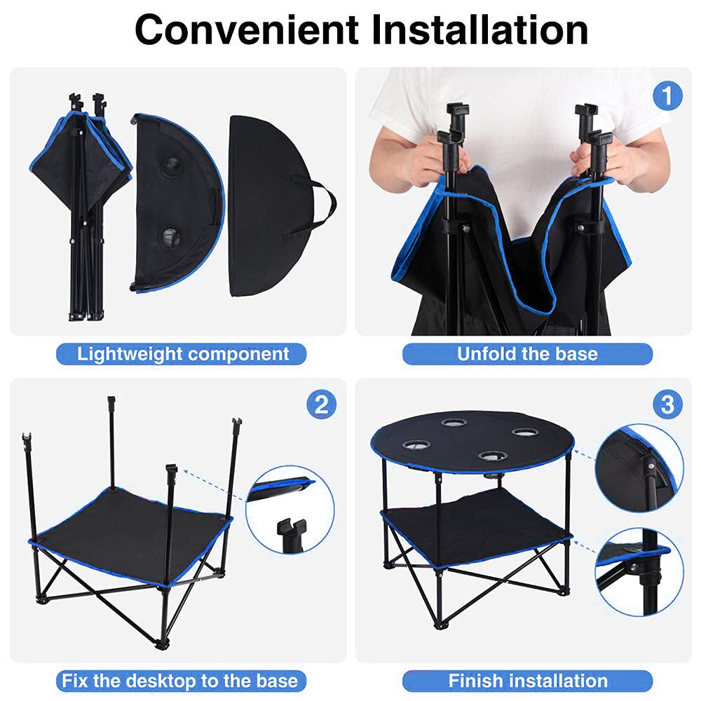 LEADALLWAY folding table suits multi-use outdoor events like camping, fishing, or backyard games.