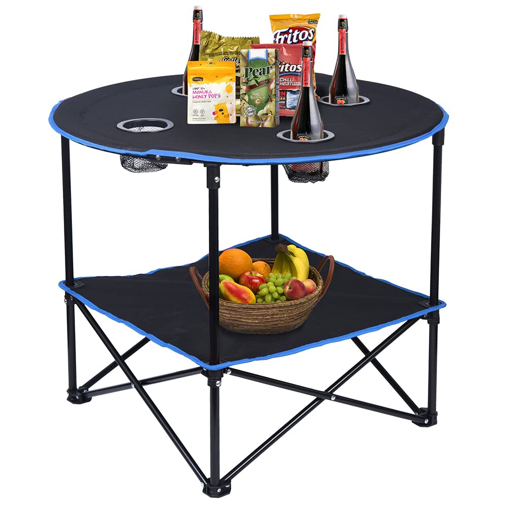 LEADALLWAY folding picnic table top with cup holders enhances outdoor dining and drinks organization.