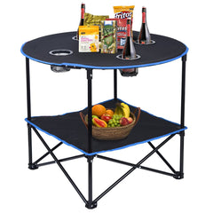 LEADALLWAY folding picnic table top with cup holders enhances outdoor dining and drinks organization.