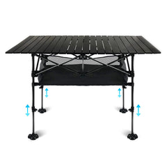 LEADALLWAY table top rolled for compact transport, ideal for travel and storage.