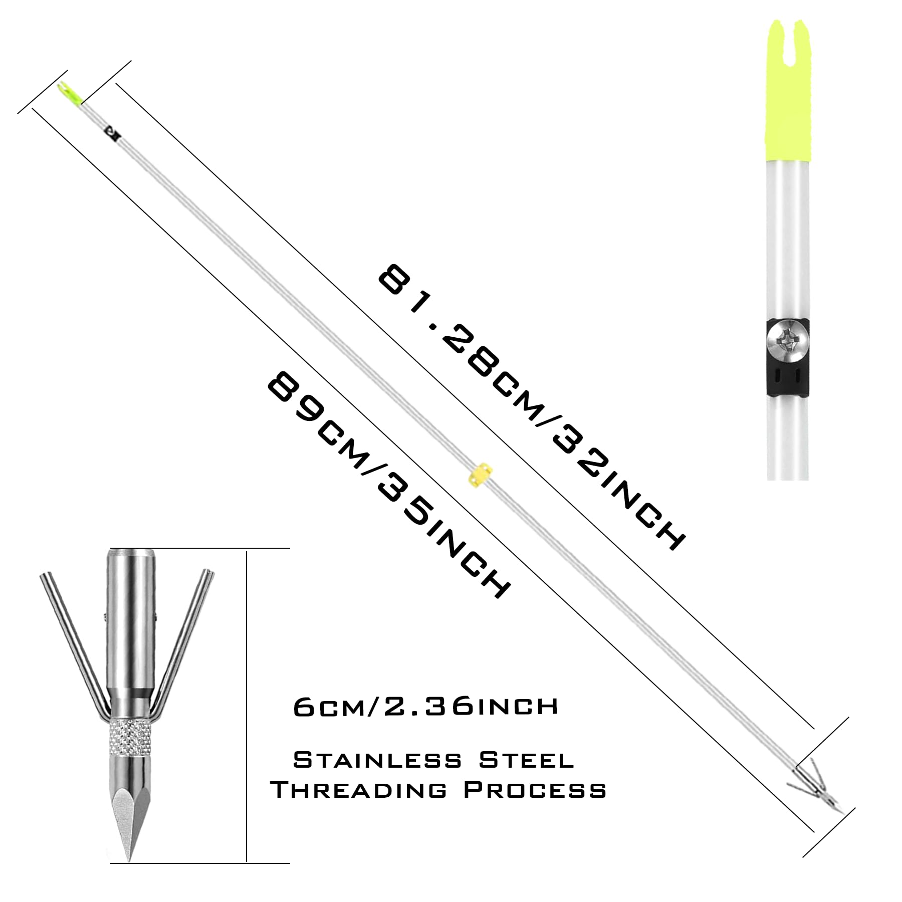 LEANPRO bowfishing arrows with broadheads enable accurate targets during day or night fishing.