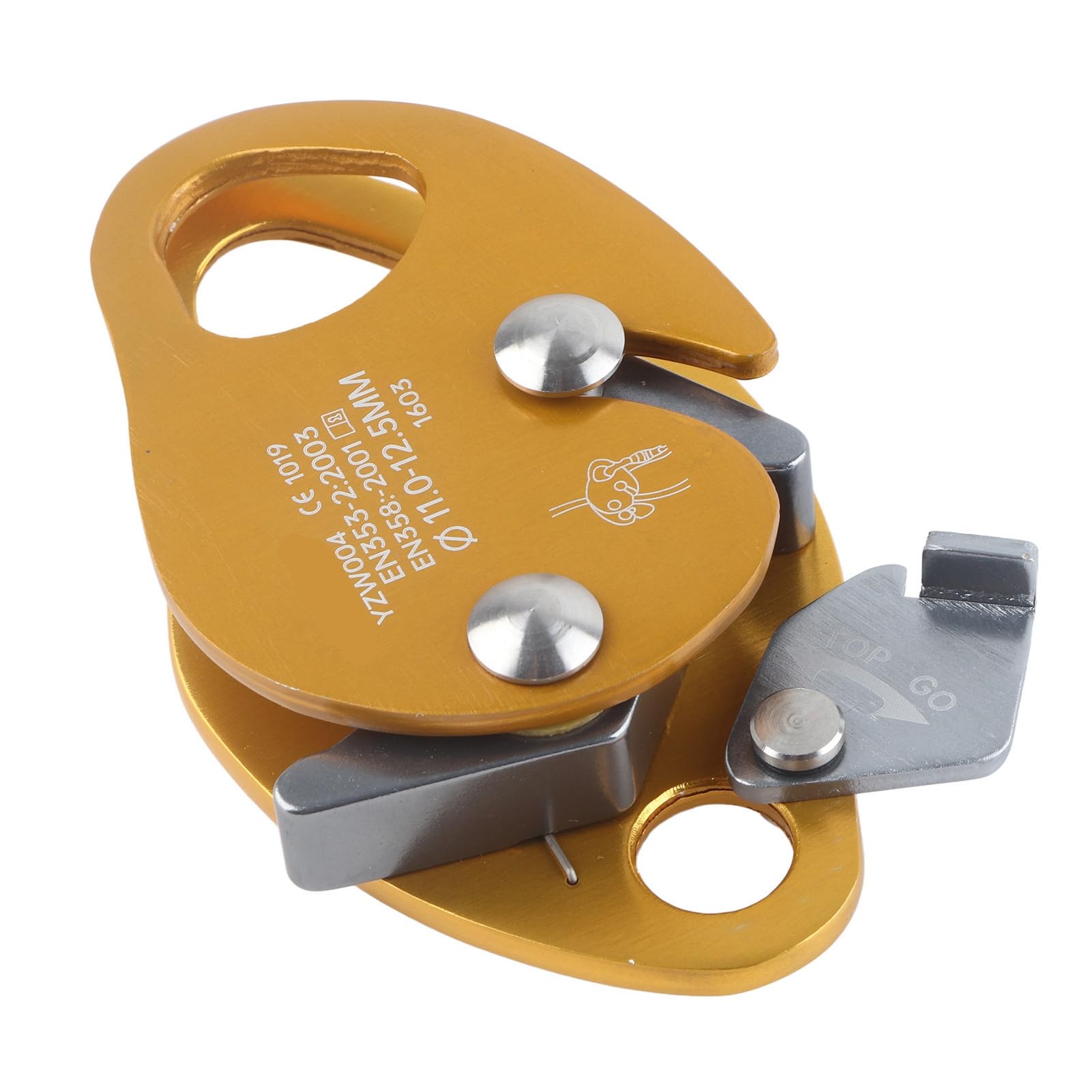Leapiture descender aluminum-magnesium construction shown in close-up.