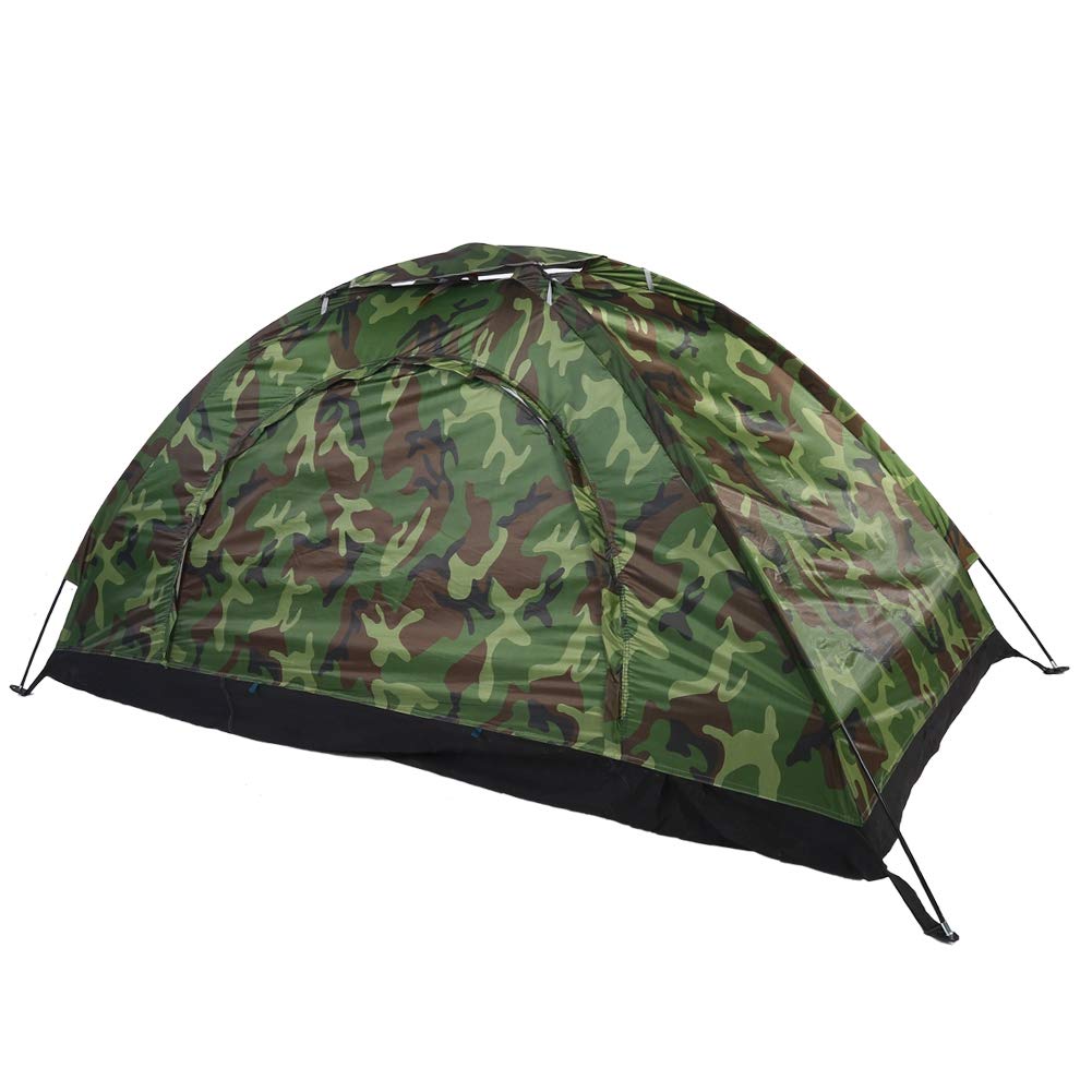 Leapiture camouflage tent exterior showing UV-coated fabric for sun protection