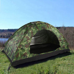 Leapiture camouflage tent face-view highlights sturdy shelter in nature