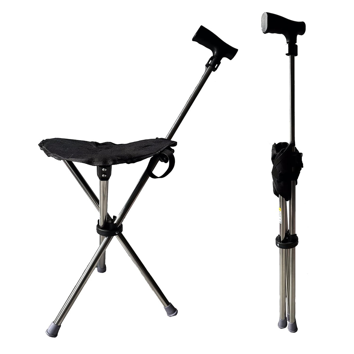 LeapLife cane-seat-extended demonstrates portable seating for trips and events