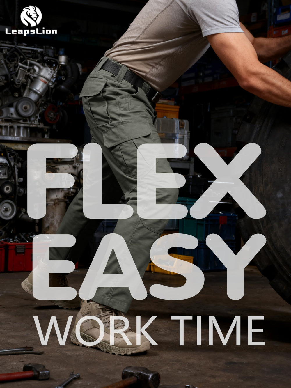 LeapsLion cargo pockets open for quick access to tools and gear.