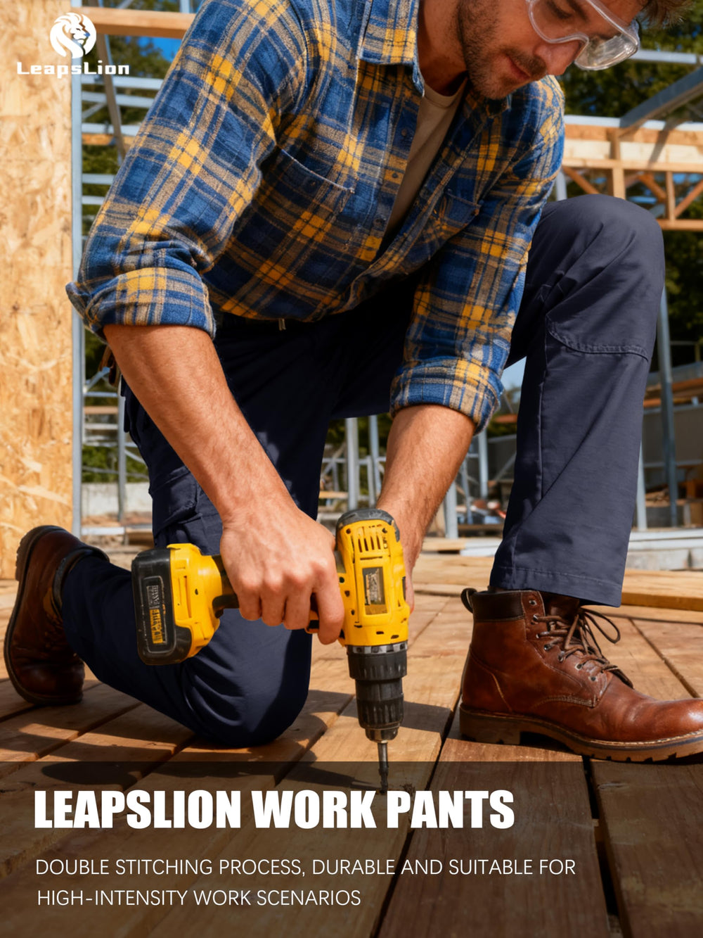 LeapsLion men's tactical pants elastic waistband for secure, flexible fit.